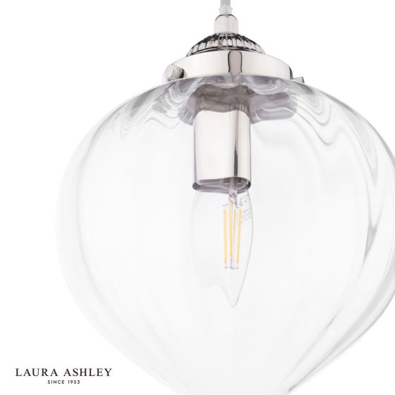 Där Lighting Laura Ashley Whitham Pendant Polished Nickel And Ribbed Glass