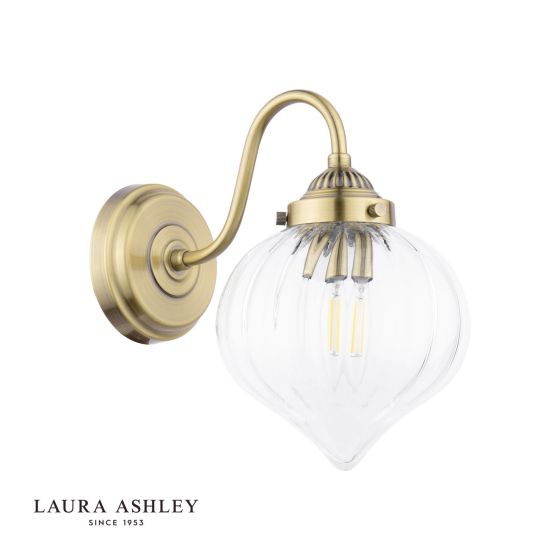 Där Lighting Laura Ashley Whitham Wall Light Antique Brass And Ribbed Glass