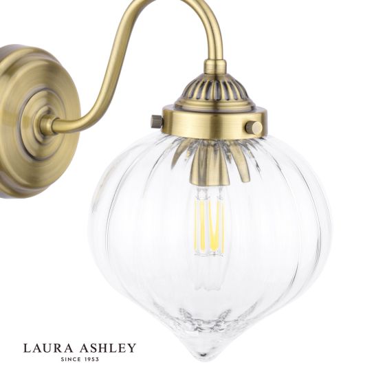 Där Lighting Laura Ashley Whitham Wall Light Antique Brass And Ribbed Glass