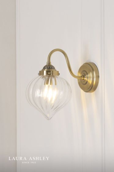 Där Lighting Laura Ashley Whitham Wall Light Antique Brass And Ribbed Glass