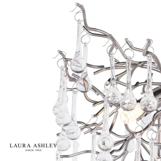 Där Lighting Laura Ashley Willow 3 Light Semi-Flush Satin Pewter And Crystal