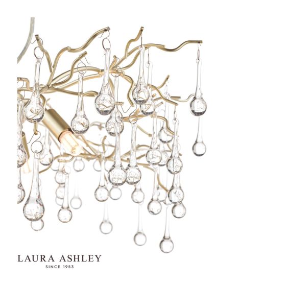 Där Lighting Laura Ashley Willow 3lt Pendant Champagne & Clear Crystal