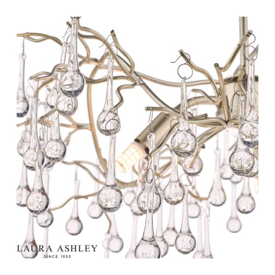 Där Lighting Laura Ashley Willow 3lt Pendant Champagne & Clear Crystal