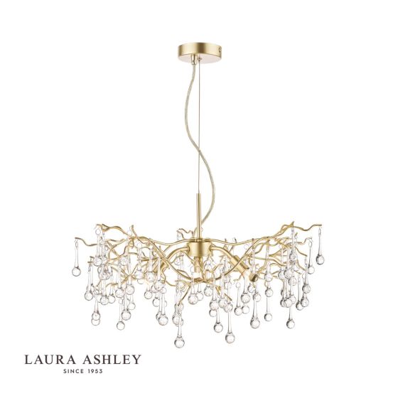 där lighting Laura Ashley Willow 3lt Pendant Champagne & Clear Crystal