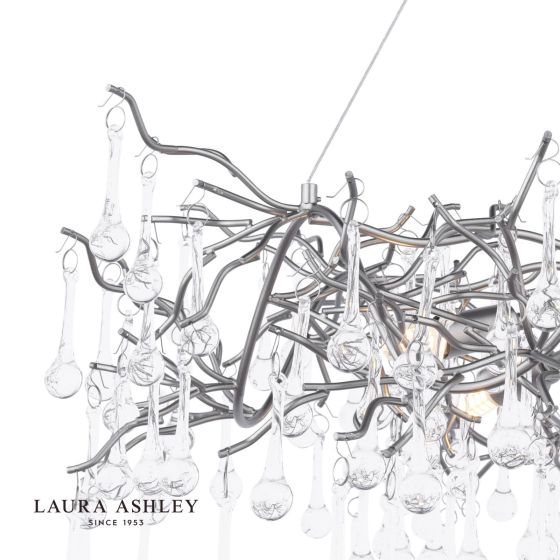 Där Lighting Laura Ashley Willow 5 Light Pendant Satin Pewter And Crystal