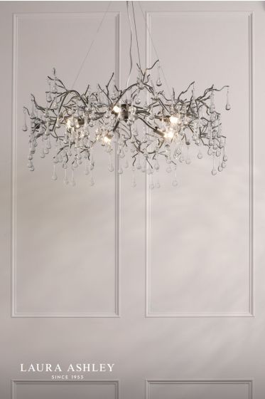 Där Lighting Laura Ashley Willow 5 Light Pendant Satin Pewter And Crystal