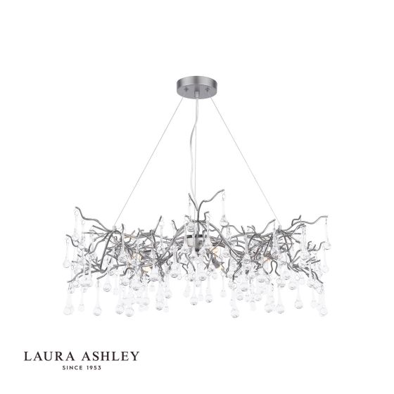 där lighting Laura Ashley Willow 5 Light Pendant Satin Pewter and Crystal