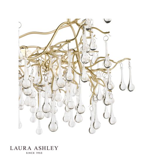 Där Lighting Laura Ashley Willow 5lt Pendant Satin Champagne Crystal