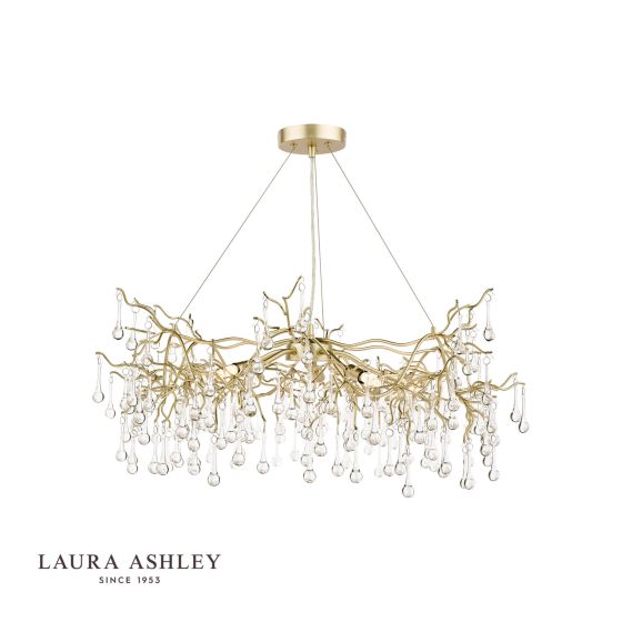 där lighting Laura Ashley Willow 5lt Pendant Satin Champagne Crystal