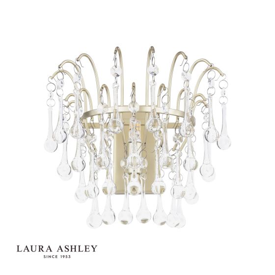Där Lighting Laura Ashley Willow Wall Light Satin Champagne And Crystal