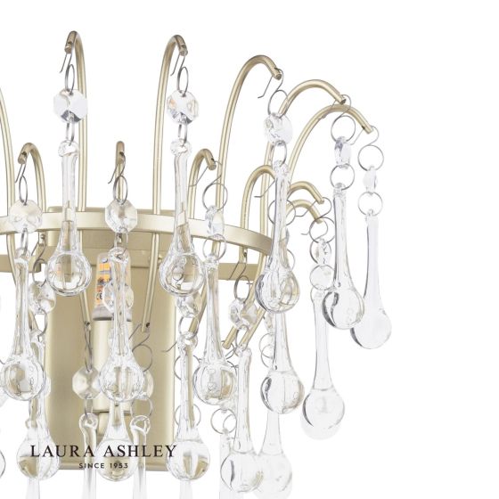 Där Lighting Laura Ashley Willow Wall Light Satin Champagne And Crystal
