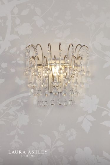 Där Lighting Laura Ashley Willow Wall Light Satin Champagne And Crystal