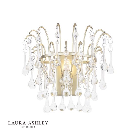 där lighting Laura Ashley Willow Wall Light Satin Champagne and Crystal
