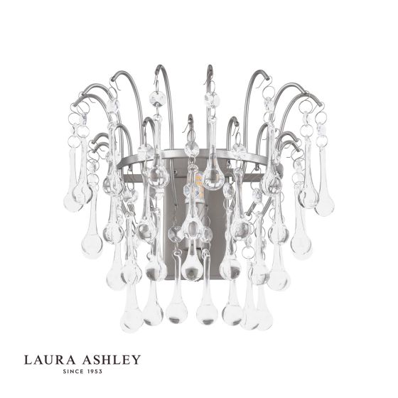 Där Lighting Laura Ashley Willow Wall Light Satin Pewter And Crystal