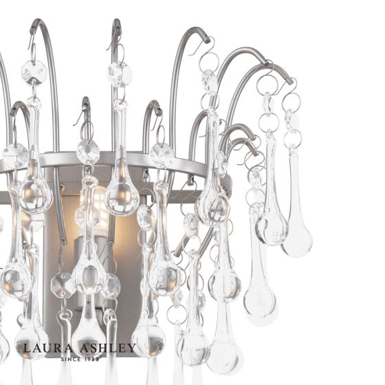 Där Lighting Laura Ashley Willow Wall Light Satin Pewter And Crystal