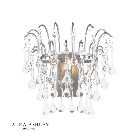 där lighting Laura Ashley Willow Wall Light Satin Pewter and Crystal