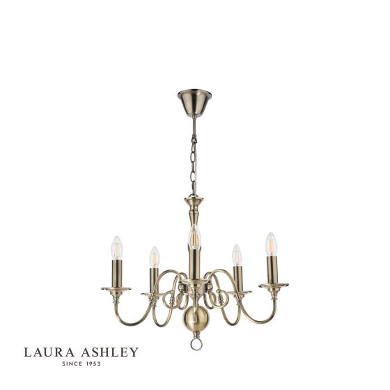 Där Lighting Laura Ashley Winchester 5lt Pendant Antique Brass Fitting Only