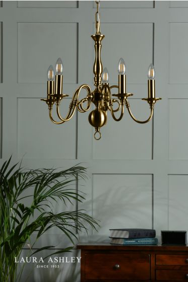 Där Lighting Laura Ashley Winchester 5lt Pendant Antique Brass Fitting Only