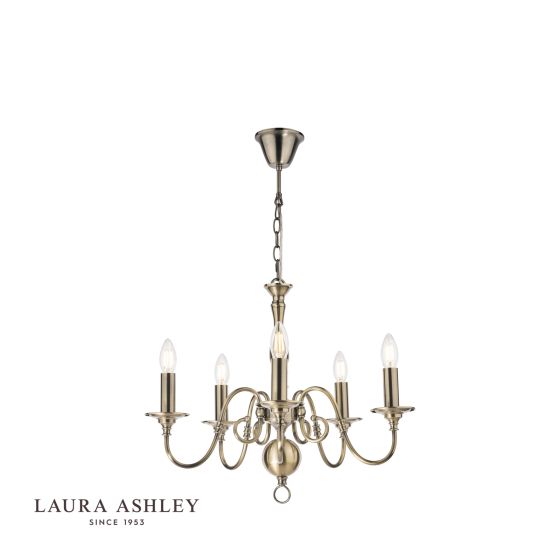 där lighting Laura Ashley Winchester 5lt Pendant Antique Brass Fitting Only