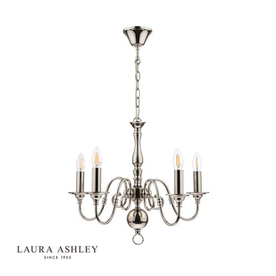 Där Lighting Laura Ashley Winchester 5lt Pendant Polished Nickel