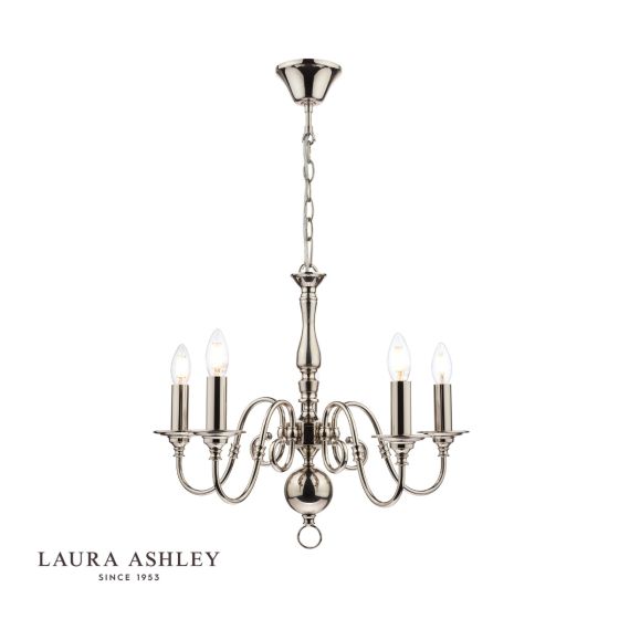 där lighting Laura Ashley Winchester 5lt Pendant Polished Nickel