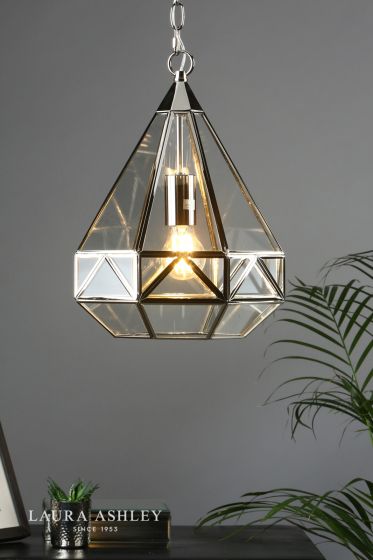 Där Lighting Laura Ashley Zaria Pendant Polished Silver Glass