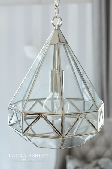 Där Lighting Laura Ashley Zaria Pendant Polished Silver Glass