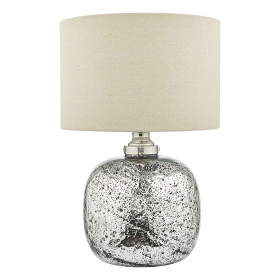 Där Lighting Lava Dual Light Table Lamp Polished Nickel Volcanic Glass With Shade