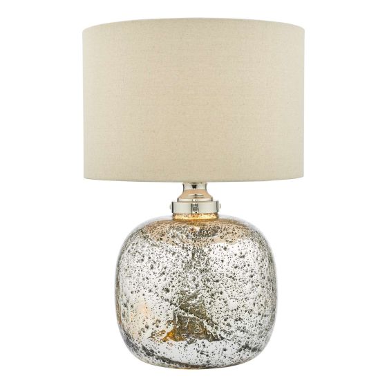 där lighting Lava Dual Light Table Lamp Polished Nickel Volcanic Glass With Shade