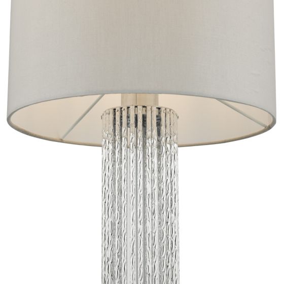 Där Lighting Lazio Table Lamp Polished Chrome Silver Rod With Faux Silk Shade