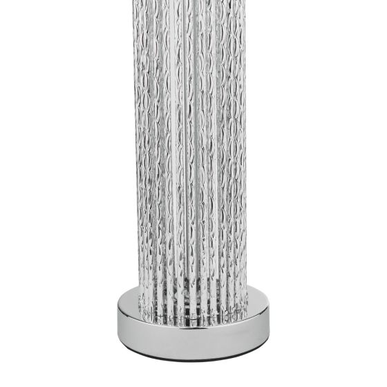 Där Lighting Lazio Table Lamp Polished Chrome Silver Rod With Faux Silk Shade