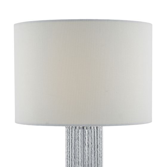 Där Lighting Lazio Table Lamp Polished Chrome Silver Rods With Linen Shade
