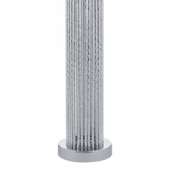 där lighting Lazio Table Lamp Polished Chrome Silver Rods With Linen Shade