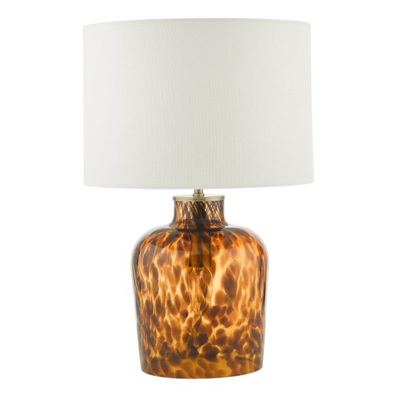 Där Lighting Leandra Dual Light Table Lamp Tortoiseshell Glass With Shade