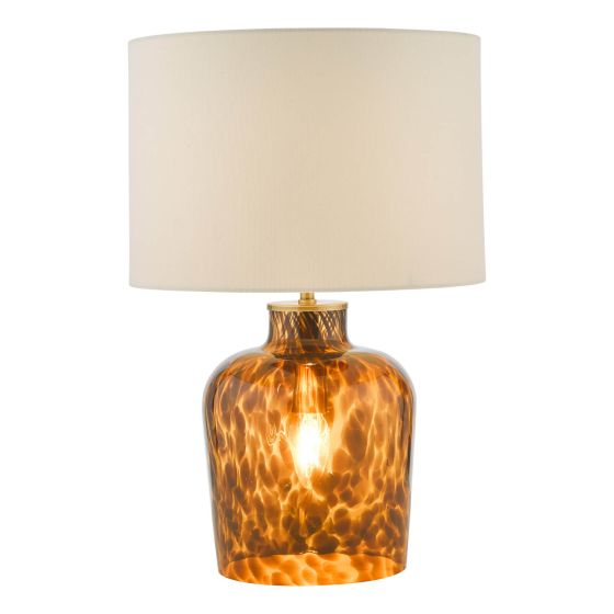 där lighting Leandra Dual Light Table Lamp Tortoiseshell Glass With Shade