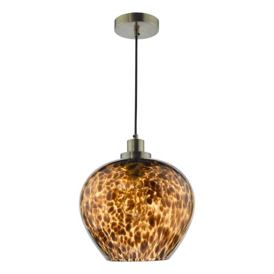 Där Lighting Leandra Pendant Tortoiseshell Glass And Antique Brass