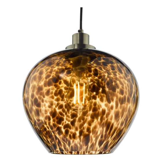 Där Lighting Leandra Pendant Tortoiseshell Glass And Antique Brass