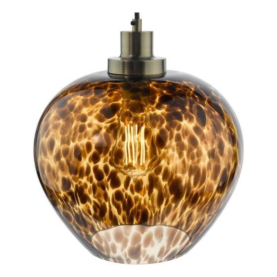 Där Lighting Leandra Pendant Tortoiseshell Glass And Antique Brass