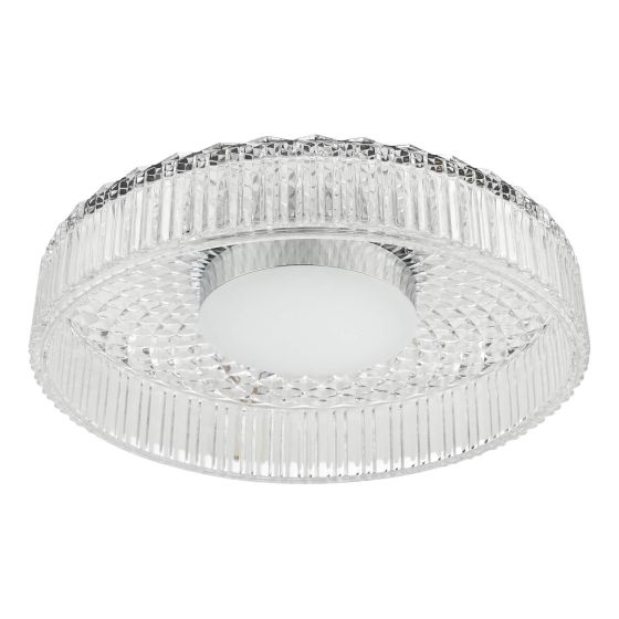 Där Lighting Leena Flush Polished Chrome And Ribbed Glass LED