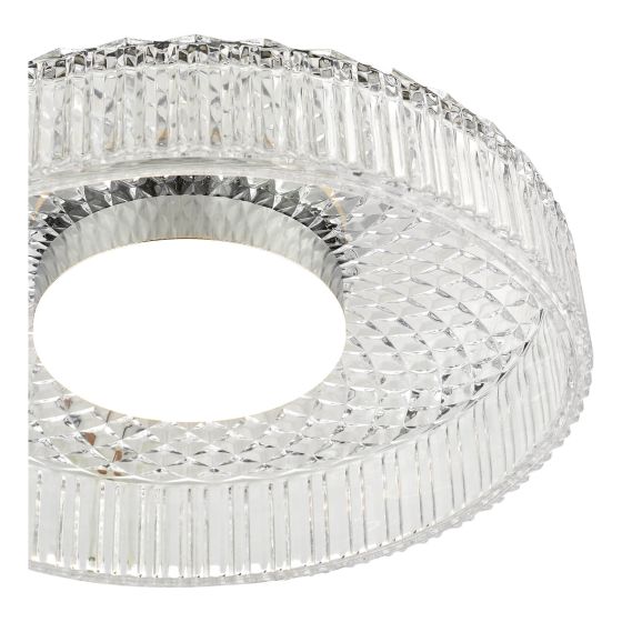 Där Lighting Leena Flush Polished Chrome And Ribbed Glass LED