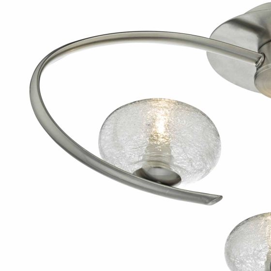 Där Lighting Leighton 3 Light Semi Flush Satin Chrome Glass