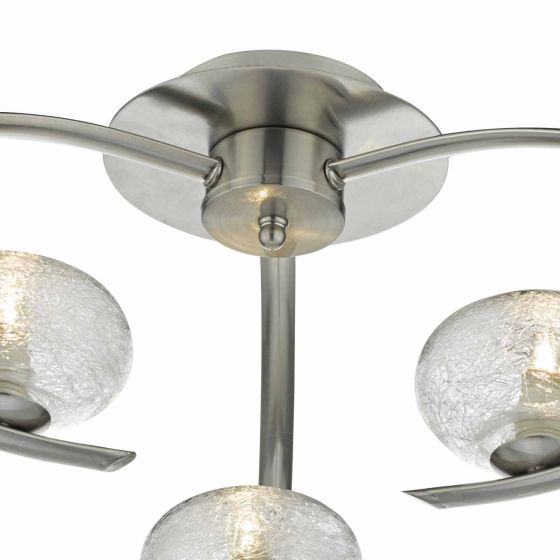 Där Lighting Leighton 3 Light Semi Flush Satin Chrome Glass