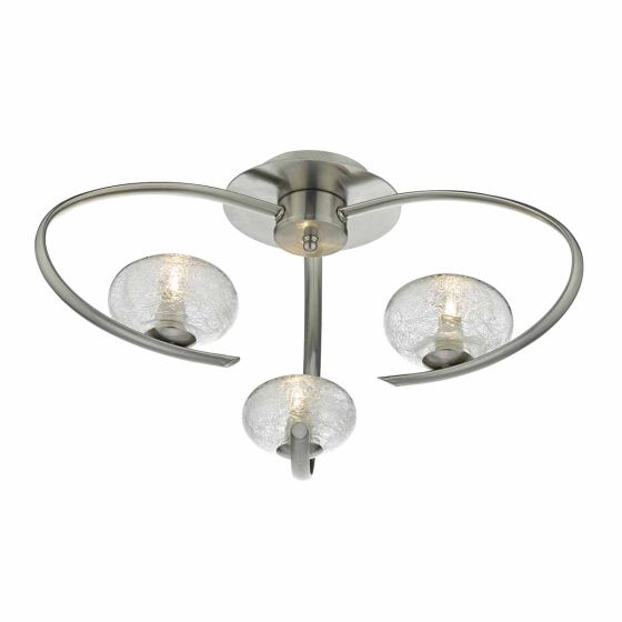 Där Lighting Leighton 3 Light Semi Flush Satin Chrome Glass