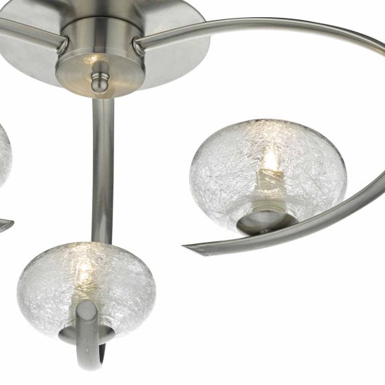 där lighting Leighton 3 Light Semi Flush Satin Chrome Glass