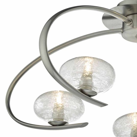 Där Lighting Leighton 5lt Semi Flush Satin Chrome & Sugar Cane Glass