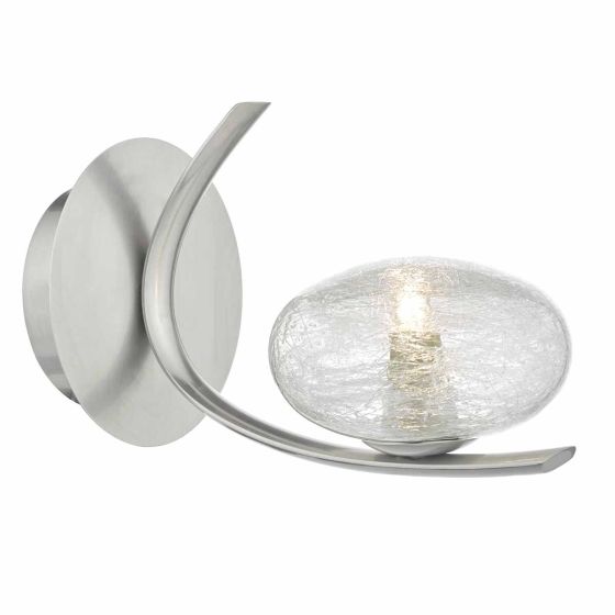 Där Lighting Leighton Wall Light Satin Chrome & Sugar Cane Glass