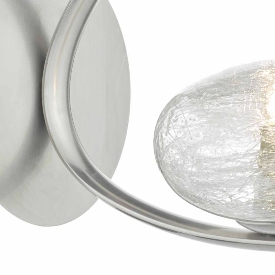 där lighting Leighton Wall Light Satin Chrome & Sugar Cane Glass