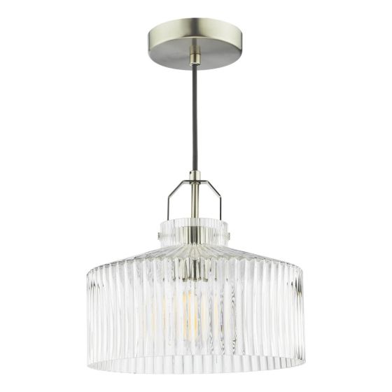 Där Lighting Lenka Pendant Satin Nickel And Ribbed Glass