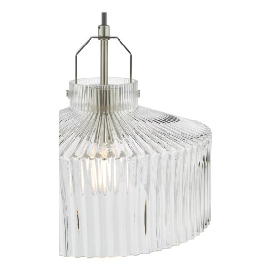 Där Lighting Lenka Pendant Satin Nickel And Ribbed Glass