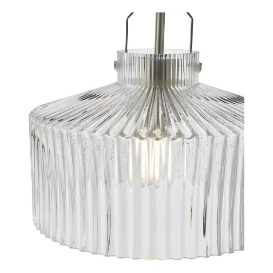 Där Lighting Lenka Pendant Satin Nickel And Ribbed Glass